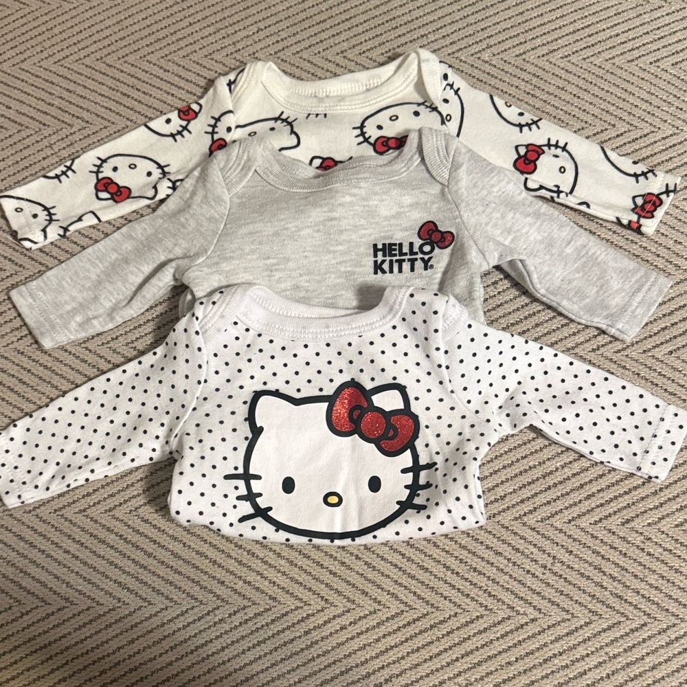 Hello Kitty Long Sleeve Tees in Gray, White, and Red